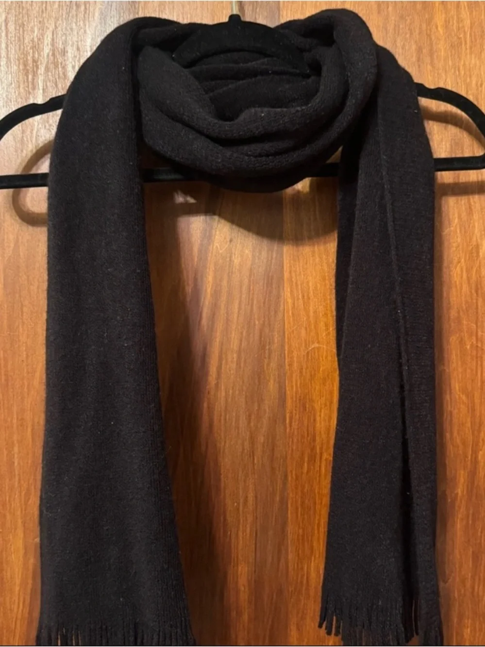 Calvin Klein Black Scarf with Fringed Edges